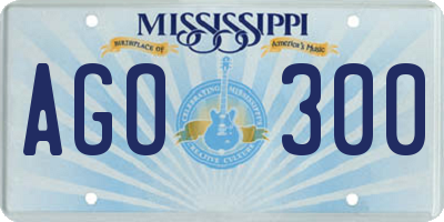 MS license plate AGO300
