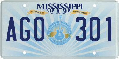 MS license plate AGO301