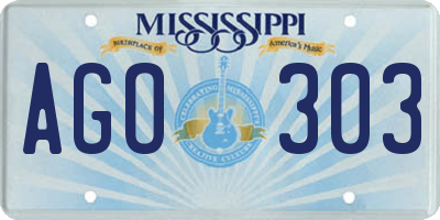 MS license plate AGO303