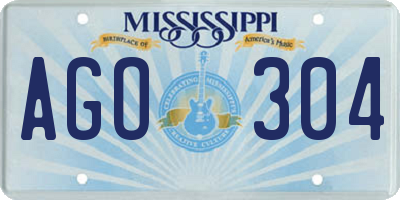 MS license plate AGO304