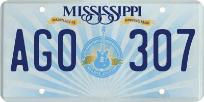 MS license plate AGO307