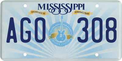 MS license plate AGO308