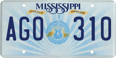 MS license plate AGO310