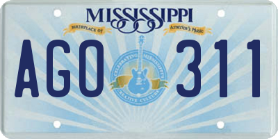 MS license plate AGO311