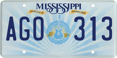 MS license plate AGO313