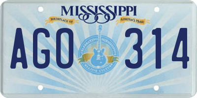 MS license plate AGO314