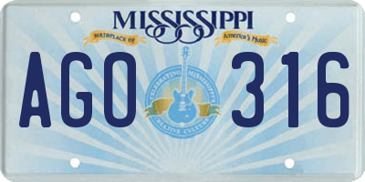 MS license plate AGO316