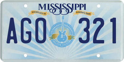 MS license plate AGO321