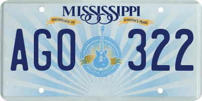 MS license plate AGO322