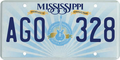 MS license plate AGO328