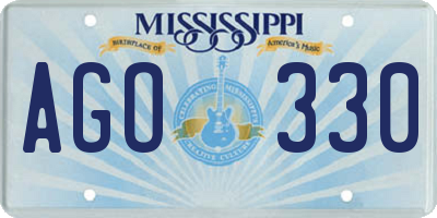 MS license plate AGO330