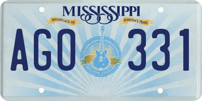 MS license plate AGO331