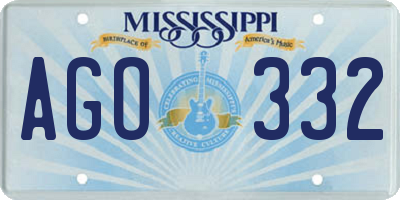 MS license plate AGO332