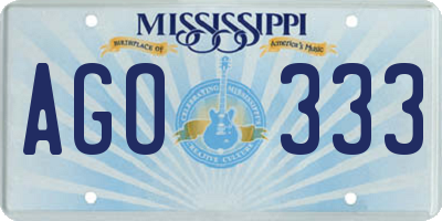 MS license plate AGO333