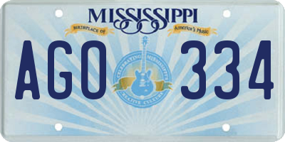 MS license plate AGO334