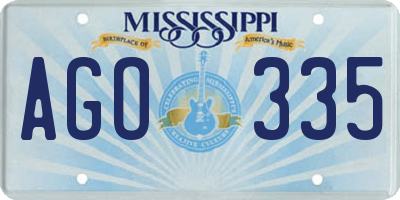 MS license plate AGO335