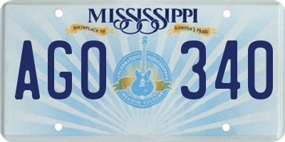 MS license plate AGO340