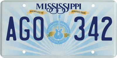 MS license plate AGO342