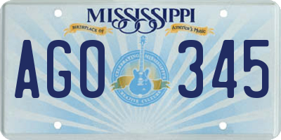 MS license plate AGO345