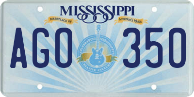 MS license plate AGO350