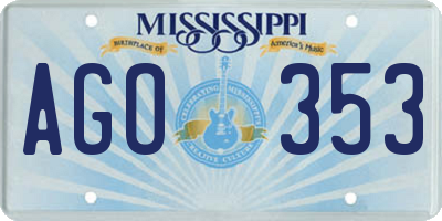 MS license plate AGO353