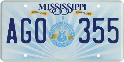 MS license plate AGO355