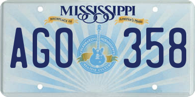 MS license plate AGO358