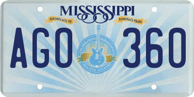 MS license plate AGO360