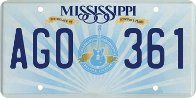MS license plate AGO361