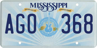 MS license plate AGO368