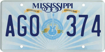 MS license plate AGO374