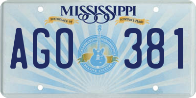 MS license plate AGO381