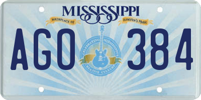 MS license plate AGO384