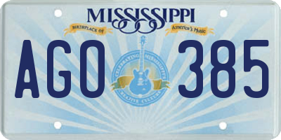 MS license plate AGO385
