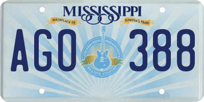 MS license plate AGO388