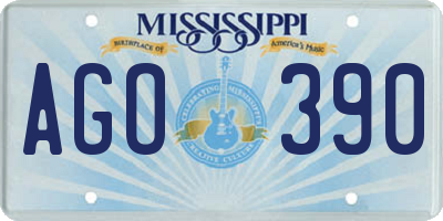 MS license plate AGO390