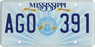 MS license plate AGO391