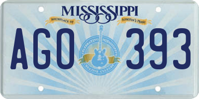 MS license plate AGO393