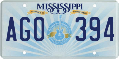 MS license plate AGO394