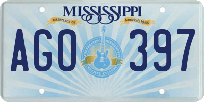 MS license plate AGO397