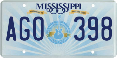 MS license plate AGO398
