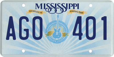 MS license plate AGO401