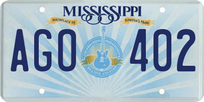 MS license plate AGO402