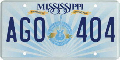 MS license plate AGO404