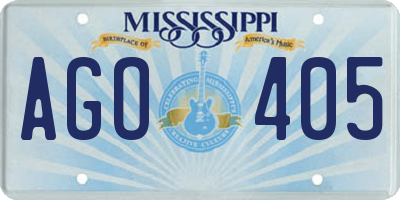 MS license plate AGO405