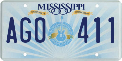 MS license plate AGO411