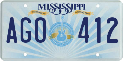 MS license plate AGO412