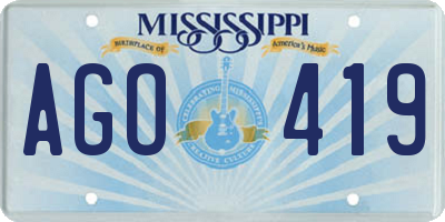 MS license plate AGO419