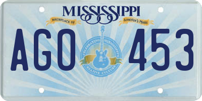 MS license plate AGO453