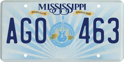 MS license plate AGO463